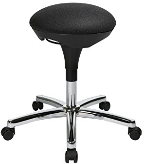 TOPSTAR Hocker Hoc 20 - Bezug anthrazit in Filzoptik - Rollhocker, Drehhocker mit Teppichbodenrollen