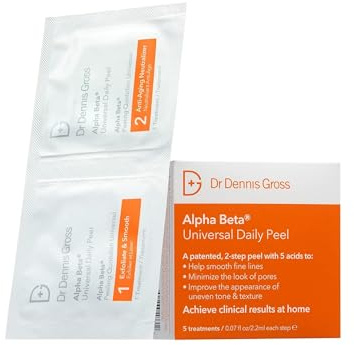 Dr Dennis Gross Alpha Beta Universal Daily Peel: for Uneven Tone or Texture and Fine Lines or Enlarged Pores, (5 Treatments)
