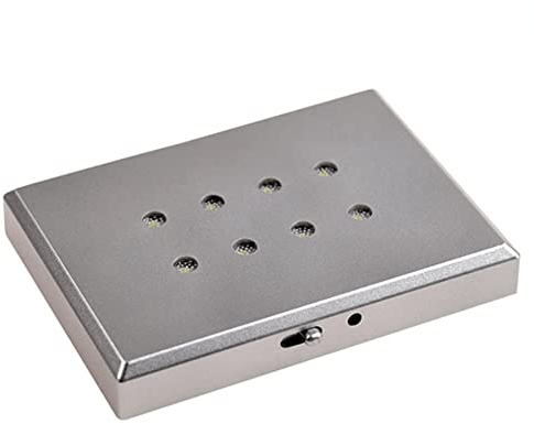 LOOXIS LED Leuchtsockel Für 3D Laser-Foto – 14,3x10,3x2,3 cm, Kunststoff in gebürsteter Edelstahl-Optik, LED-Spots - 8 LED