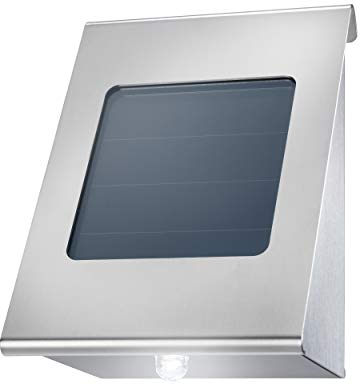 Esotec Solar Wandleuchte Shine, Duo Color, Akku, Dämmerungssensor, Schildleuchte, Wandlampe, Außenleuchte, Hausnummernschild, Edelstahl, metall, IP34, outdoor, außen, silber, H=11,5cm, 102116