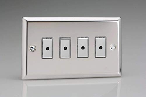 Varilight JCE104 Classic Mirror Chrome 4 Gang V-Pro Remote/Touch Master LED Dimmer 0-100W
