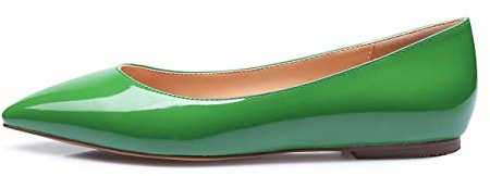 Castamere Womens Pointed Toe Low Heels Casual Slip-On Ballet Flats Shoes Green Patent Pumps UK 5