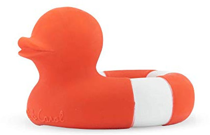 Oli & Carol Beißring Greifling Badespielzeug Ente rot aus Naturkautschuk