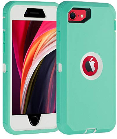 smartelf Case for iPhone SE 2020 Heavy Duty With Built-in Screen Protector Shockproof Dust Proof Drop Protective Cover Hard Shell For Apple iPhone SE 2022 4.7-Blue/White