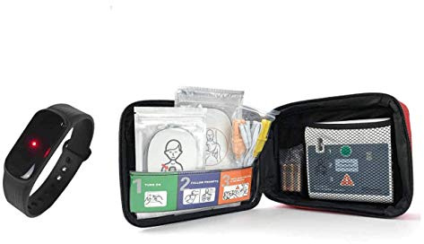 WNL Products WL120ES10 & WLCRdM Bundle: AED Defibrillator Practi-Trainer Essentials Base Model AED Training Kit & CPR Compression Rate and Depth Wrist Monitor Device Practi-CRdM With Black EVA Carryin