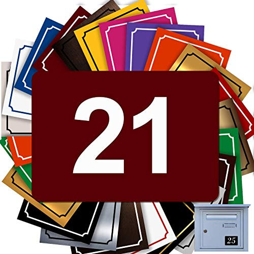Letterbox Number – Adhesive PVC Engraved Plaque – Custom House/Mailbox Number SignLetterbox Number – Adhesive PVC Engraved Plaque – Custom House/Mailbox Number Sign - MEDIUM 7 x 5 cm (Burgundy)
