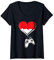 Damen Herz Zeichen PC-Spiel Controller Gaming PC Games Videospiele T-Shirt mit V-Ausschnitt
