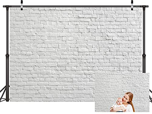 LYWYGG 7x5FT White Brick Wall Backdrops Vinyl Backdrop Photography Brick Wall Home Photography Decoration Office Decoration Background Brick Backdrop Photo Studio Wood Plank Backdrops CP-313