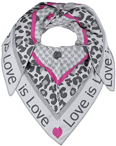 Zwillingsherz Dreieckstuch Love is Love Stola Schal aus Wolle für Damen Mädchen Jungen Kinder - Hochwertiges Baumwoll- Halstuch mit Leo und Herz Muster - Damenschal für Sommer Herbst Winter