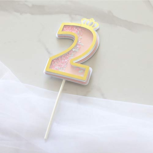 2th Cake topper Kids Birthday Party 2th Wedding Anniversary Cake Topper Party Supplies (pink 2)