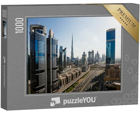 puzzleYOU: Puzzle 1000 Teile „Skyline von Dubai: Wolkenkratzer, Burj Khalifa, das höchste Gebäude der Welt“ – aus der Puzzle-Kollektion Wolkenkratzer