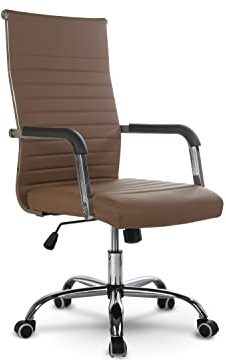 Sofotel Boston Bürostuhl Drehstuhl mit Rollen Chefsessel Klassich ergonomischer Stuhl Büromöbel Kunstleder Ideal Gaming Stuhl Esszimmerstuhl oder Desk Chair - Braun