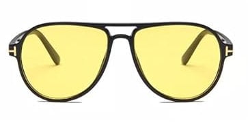 TECH-LINE-DIRECT FASHION ACCESSORIES Top Fashion Vintage Fashion Black Frame Shades Unisex Popular Sunglasses UV400 (Black Frame + Yellow Lens)