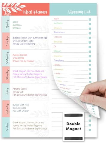 Meal Planner and Shopping List | 62 Tear-off Pages | Shopping List Pad | Double Magnetic Meal Planner for Fridge Notepads with Grocery List | Weekly/Daily Food Planning by Giftinghouse.
