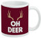 Oh Deer Keramik-Kaffeetasse, Geschenkbecher für Kaffee, Tee und heiße Getränke, 325 ml, Weiß