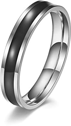 Ayoiow Partner Ringe für Sie und Ihn Set, Ehering Silber Dünne Bänder Ringeinlage mit Harz für Paare/Beste Freunde Größe 49 (15.6)