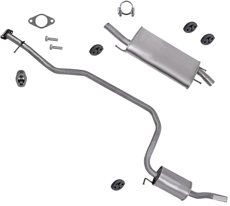 BESTPRICE Auspuff Schalldämpfer Set 1x Mittelschalldämpfer, 1x Endschalldämpfer, mit Montagematerial Kompatibel mit FORD FIESTA Mk4 (JA_, JB_), MAZDA 121 III (JASM, JBSM)