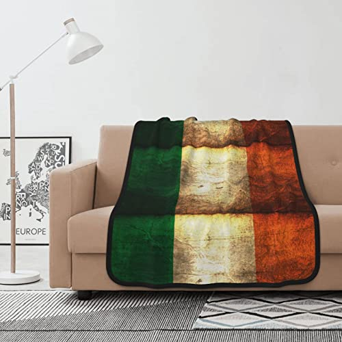 Doppellagige, doppelseitige Decke mit irischer Flagge, 101,6 x 127 cm, Flanell-Wolldecke ist super weich, bequem und warm