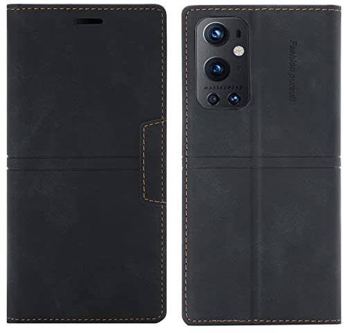 OKZone Kompatibel mit OnePlus 9 Pro Hülle, Handyhülle Wallet PU Leder Kartenfach Magnet Klappbar Schutzhülle OnePlus 9 Pro Handy Hüllen Flip Handytasche Case Cover Stoßfest Klapphülle (Schwarz)