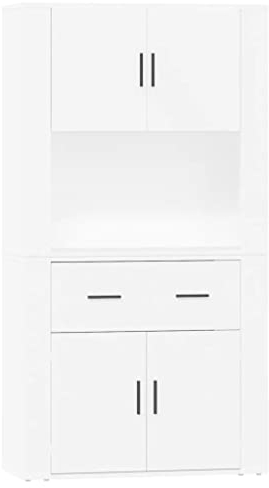vidaXL Highboard, Sideboard mit viel Stauraum, Mehrzweckschrank Aktenschrank Wandmontage, Kommode Schrank für Wohnzimmer, Modern, Weiß Holzwerkstoff