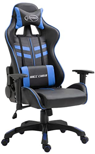 BaraSh Chaise de Jeu Bleu Similicuir,Chaise Gaming,Chaise Bureau,Fauteuil De Bureau