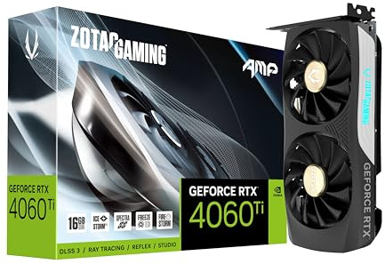 ZOTAC GAMING GeForce RTX 4060 Ti 16GB AMP DLSS 3 16GB GDDR6 128-bit 18 Gbps PCIE 4.0 Tarjeta gráfica compacta para juegos, refrigeración avanzada IceStorm 2.0, iluminación SPECTRA RGB, ZT-D40620F-10M