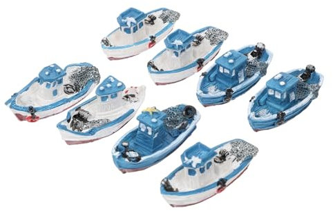 IMIKEYA 8-stück Miniaturboot Segelboot Yacht Miniaturboot-Modell aus Kunstharz für Dekoration, Garten, Pool, Aquarium, Party, Unisex, Erwachsen