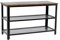 Flash Furniture Easton 3-stöckige Holzbank mit Metallgitter-Schuhregalen für Eingangsbereich, Schlammzimmer, Schlafzimmer, 1 Stück, rustikales Braun