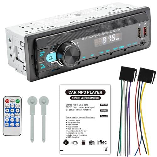 Yolispa Bluetooth Car Stereo con 7 Luci di Colore Ricevitore Audio Universale Escavatore Radio