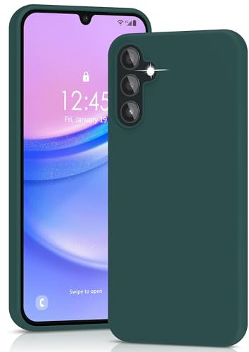 YATWIN für Samsung Galaxy A15 4G/5G Hülle, Premium Silikon Handyhülle mit Kameraschutz, Seidig-Weicher Berühren Ultra Dünne Stoßfeste Kratzfeste Schutzhülle, Grün