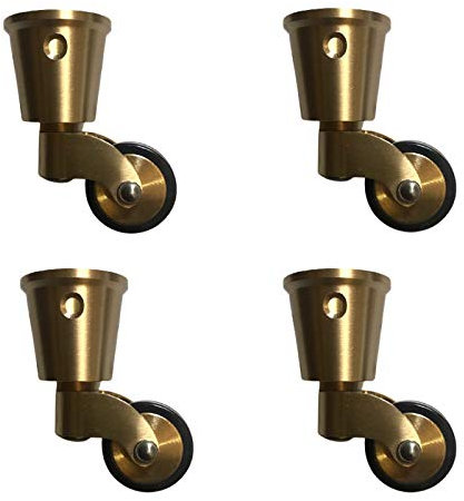 Lenkrollen, das Rad, 25-mm-Lenkrollen aus massivem Messing, bewegliche Lenkrollen, um 360° drehbar, Gummirollen for klassische Retro-Becher, 150 kg LC, mit Schrauben, 4 Stück