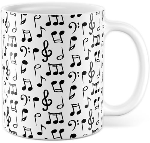 Musiker Tasse mit Motiv - Musiknoten - Kaffeetasse aus Keramik 330ml - Musikliebhaber Noten lesen Musik Instrument Musiklehrer Band Orchester Kaffee-Becher