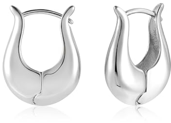 Silber 925 Ohrringe Klobige Creolen Damen, Kleine Klobige Creolen Sterling Silber Kleine Ohrringe Glänzende Hohle Creolen Dicke U-förmig Creolen Ohrringe leichte Schmuckgeschenke Damen Mädchen
