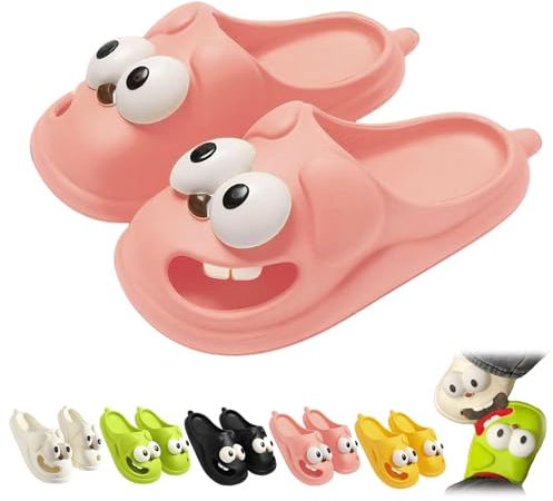 Cemssitu Love Pups Slides, Love Pup Slides, Zungenkuss-Hausschuhe, Lustige 3D Big Eye Dog-Hausschuhe Für Damen Und Herren (36/37 EU,Rosa)