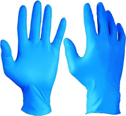 Premium 100 Pack Nitrile Disposable Gloves - E-Co Friendly Nitrile Gloves, Powder/Latex-Free - Blue Surgical Gloves, Fit to Size - Perfect for Cleaning & Food Handling (Blue, Small (Pack of 100))