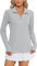 IECCP Women's Long Sleeve V Neck Golf Shirt Long Mositure Wicking Performance Sports Polo T Shirt Tops for Women Quick Dry Tennis Running T Shirt Athletic Shirts Gray M