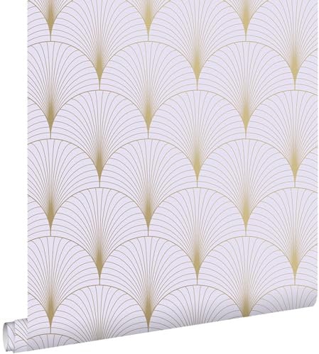 Tapete Art Decó Muster Violett und Gold 0,53 x 10,05 m - von ESTAhome