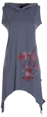 Vishes ärmelloses Damen-Kleid in Grau I Größe L (40) I Handgefertigt aus 100% Baumwolle I Kleid mit Kapuze I Ideal für Frühjahr & Sommer I Nachhaltige Alternative Bekleidung