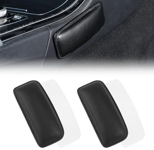 WPPQWP 2 Stück Auto Kniekissen Leder, Armlehnen Polster Auto, Selbstklebendes Auto Kniekissen, Kniepolster für Die Mittelkonsole, Autotür Armlehnenkissen für Auto InnenzubehöR,Konsole(Schwarz)