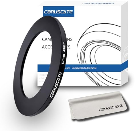 62mm auf 43mm Objektivadapter Ring,Step Up Ring Filter Adapter Kompatibel mit Allen 62mm Objektiven mit 43mm UV ND CPL Filter +1pcs Objektivreinigungstuch