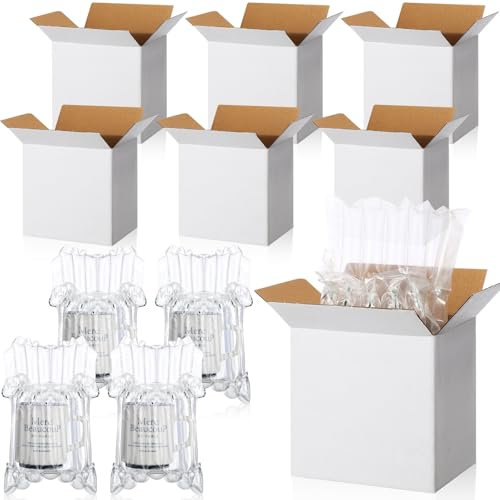 Weekgrat 25 Sets Mug Boxes for Gifts, Small Shipping Cardboard Boxes with Bubble Pouches for 15oz Sublimation Coffee Mug Candle Packaging Gift Box for Wrapping Shipping Storing Fragile Item (White)