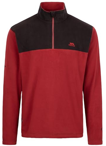 Trespass Men's Fleece Top Curtiston - 1/2 Zip Neck, Contrast Panels, Neck Tape, Airtrap Technology, Knitted,100% Polyester, Warm Lightweight Breathable