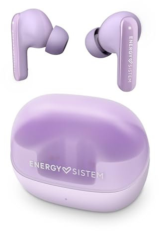 Energy Sistem Serenity ANC – Auriculares True Wireless con cancelación de Ruido (4 micrófonos, Bluetooth 5.3, plástico Reciclado, 25 Horas de batería, Certificado IPX4) Violeta