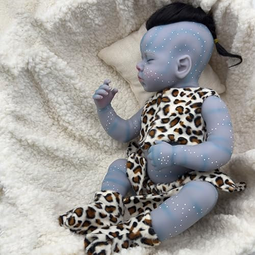 RXDOLL 50CM Silikon Ganzkörper Vinyl Reborn Baby Puppen Mädchen Avatar Loulou Schlafende Neugeborene Babypuppen Echtes Leben Anatomisch korrekte Baby Puppe Badbar Poseable