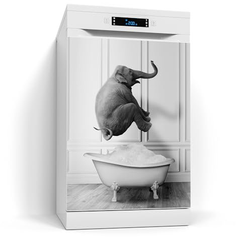 DEQORI Lámina magnética para lavavajillas 60 x 80 cm, diseño de baño sin peso, alfombrilla magnética decorativa para lavavajillas, lámina decorativa autoadhesiva, magnética e impermeable