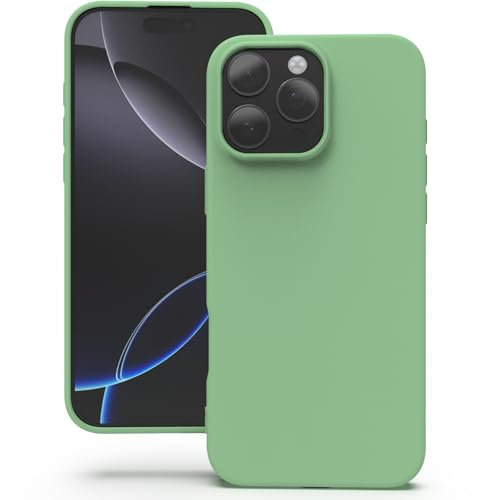 YATWIN Silicone Case for iPhone 16 Pro, Soft-Touch, Shockproof, DustProof, Antiskid Full Body Armour Phone Cover for Apple iPhone 16 Pro - Mint Green
