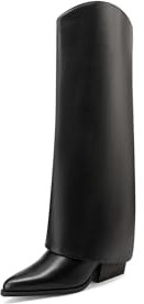 QUEEN HELENA Camperos Alti Stivali Texani a Gambale Largo con Tacco Donna X31-109 (Nero, Sistema Taglie Calzature EU, Adulto, Donna, Numero, Media, 38)