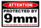 2PCS Car Styling Protected 9 mm Warning Sticker Pistol Gun Case Safe Ammo Box 9mm Amendment Car Sticker 13cm x 9.75cm