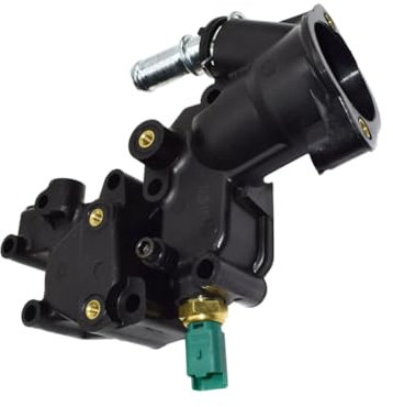 Thermostat TOTMOX, boîtier de thermostat, ensemble de boîtier de thermostat de liquide de refroidissement de moteur de voiture compatible avec Peugeot 206 207 compatible avec Citroën C2 C3