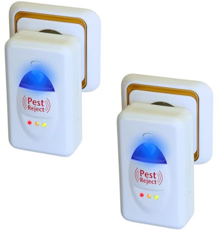 Lot de 2 répulsifs à ultrasons pour souris, technologie électromagnétique, couverture jusqu'à 200 m²